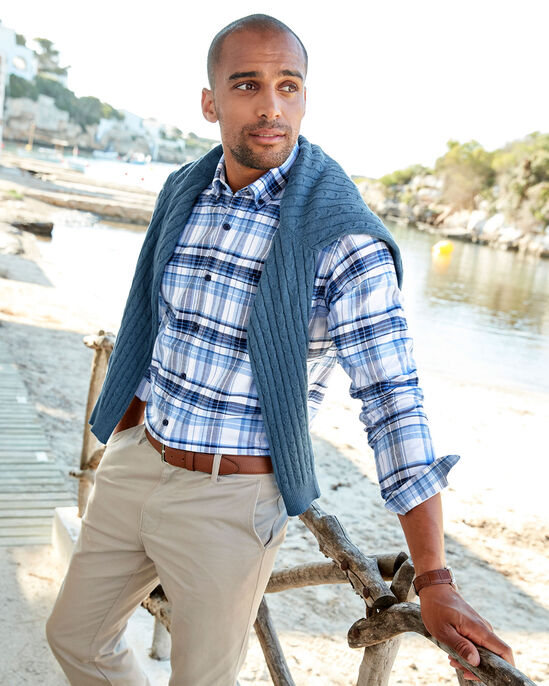 Long Sleeve Patterned Oxford Shirt