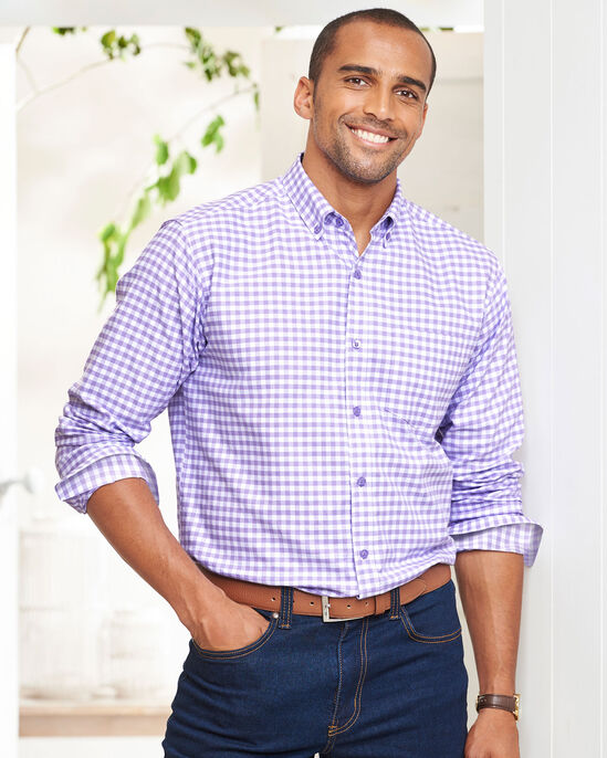 Long Sleeve Patterned Oxford Shirt