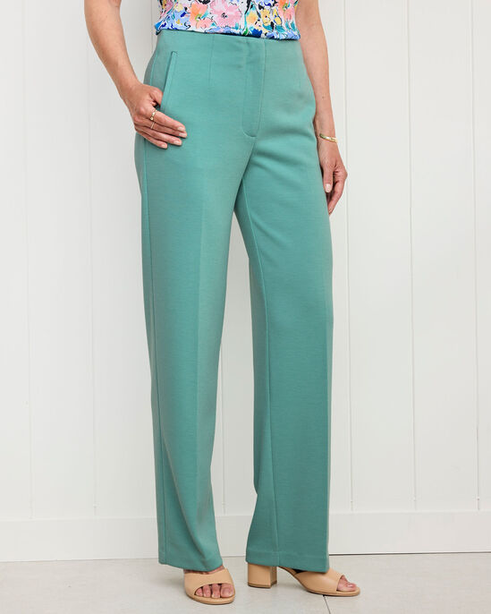 Textured Jersey Straight-Leg Trousers